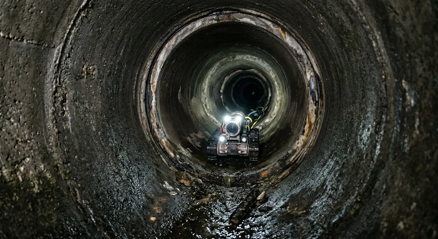 Robotic sewer camera inspecting pipe interior for Sewer Line Repair in Rock Hill